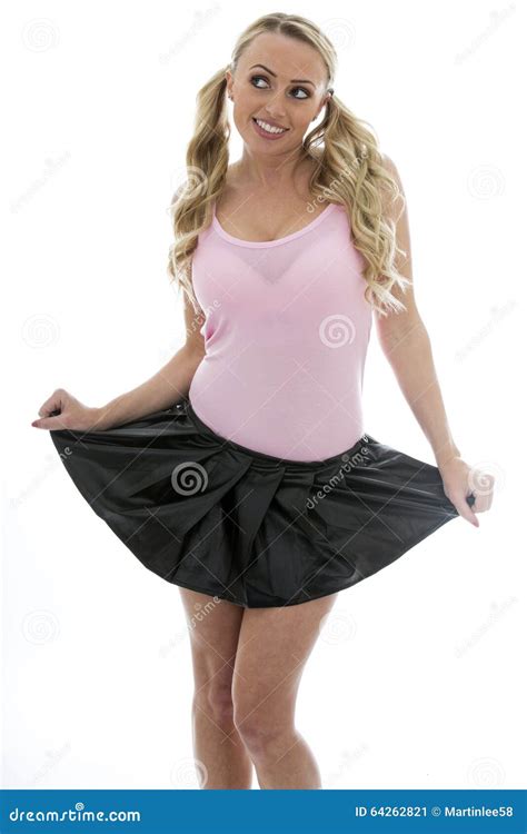 young woman in mini skirts